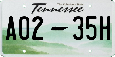 TN license plate A0235H