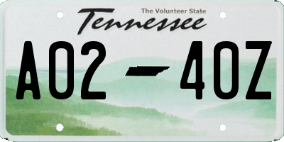 TN license plate A0240Z