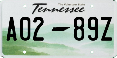 TN license plate A0289Z