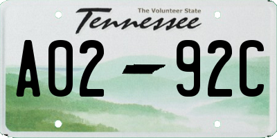 TN license plate A0292C