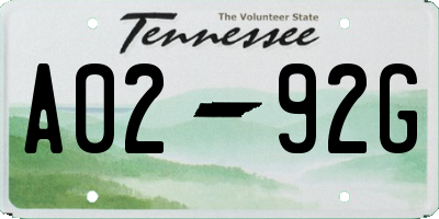 TN license plate A0292G