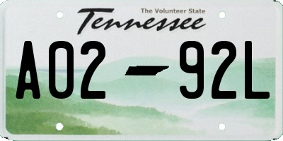 TN license plate A0292L
