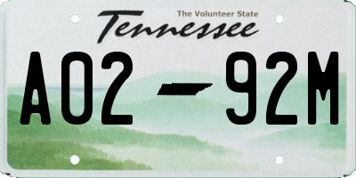 TN license plate A0292M