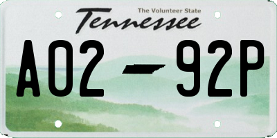 TN license plate A0292P