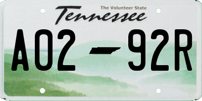 TN license plate A0292R