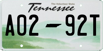 TN license plate A0292T