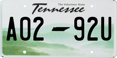 TN license plate A0292U