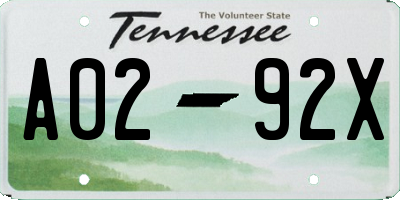 TN license plate A0292X