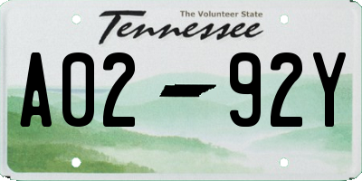 TN license plate A0292Y