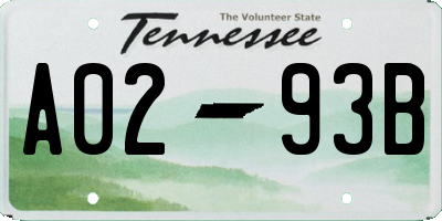 TN license plate A0293B