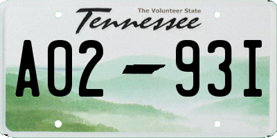 TN license plate A0293I