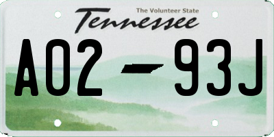 TN license plate A0293J