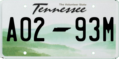 TN license plate A0293M