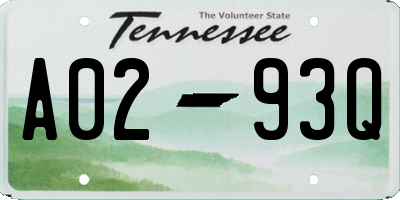 TN license plate A0293Q