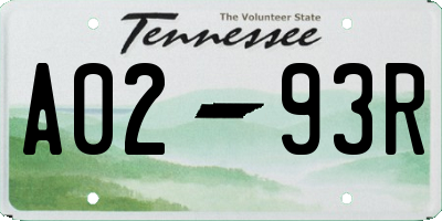 TN license plate A0293R