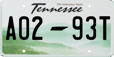 TN license plate A0293T