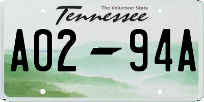 TN license plate A0294A