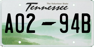 TN license plate A0294B