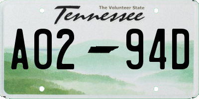 TN license plate A0294D