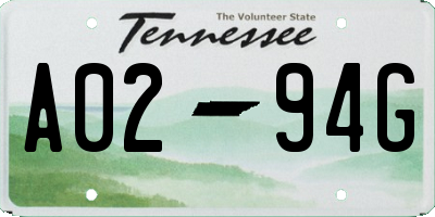 TN license plate A0294G