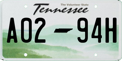 TN license plate A0294H