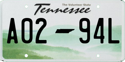 TN license plate A0294L