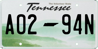 TN license plate A0294N