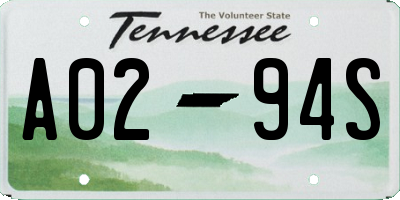 TN license plate A0294S