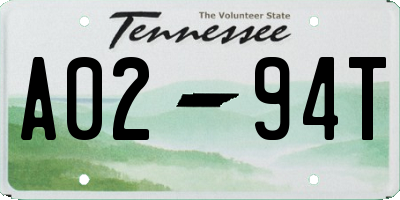 TN license plate A0294T