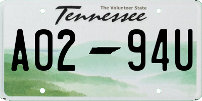 TN license plate A0294U