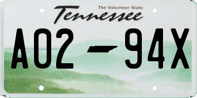 TN license plate A0294X