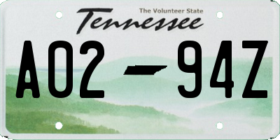 TN license plate A0294Z