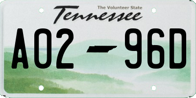TN license plate A0296D