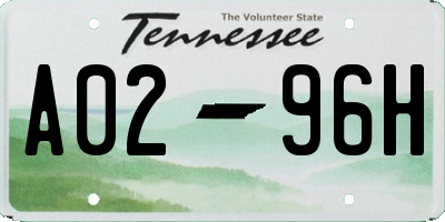 TN license plate A0296H