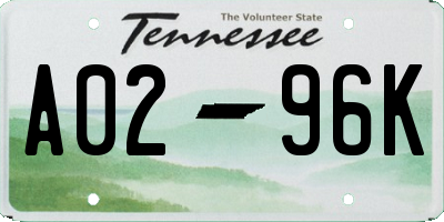 TN license plate A0296K