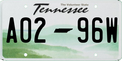 TN license plate A0296W