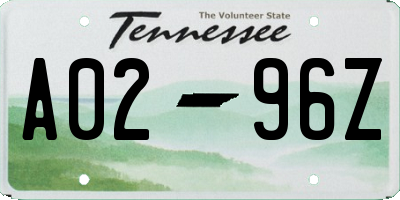 TN license plate A0296Z