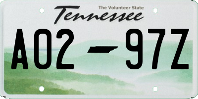 TN license plate A0297Z