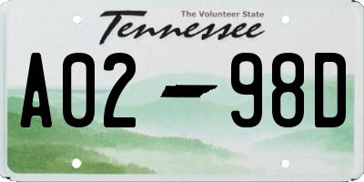 TN license plate A0298D