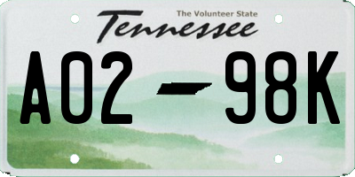 TN license plate A0298K