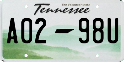 TN license plate A0298U