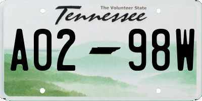TN license plate A0298W
