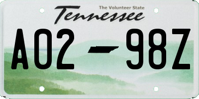 TN license plate A0298Z