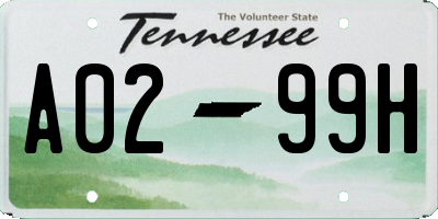 TN license plate A0299H