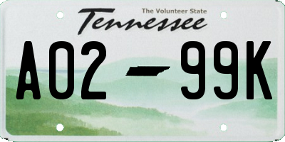 TN license plate A0299K