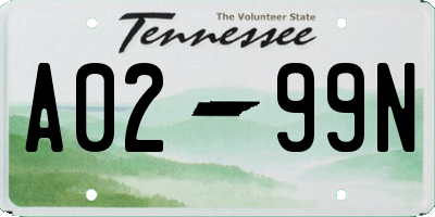 TN license plate A0299N