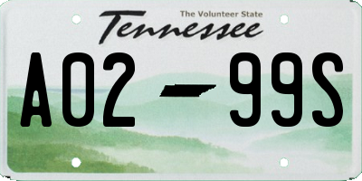 TN license plate A0299S