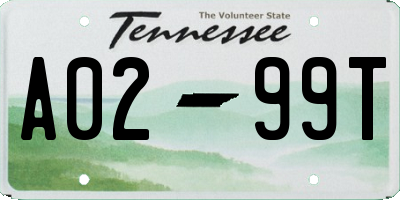TN license plate A0299T