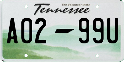 TN license plate A0299U