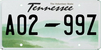 TN license plate A0299Z